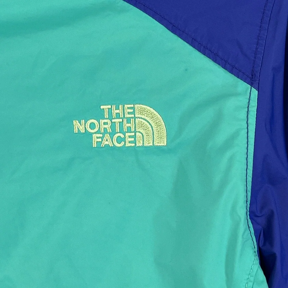 North Face Windbreaker Jacket Girls M 10/12 Teal Purple Hooded School Outdoor